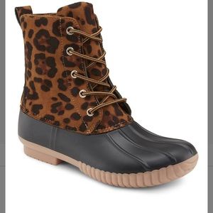 Leopard print rain boots